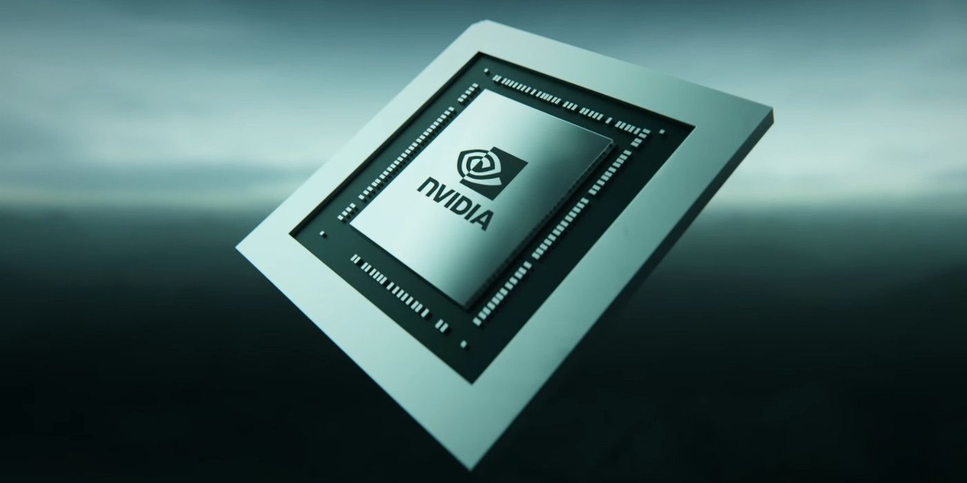Nvidia logo on a GPU chip.