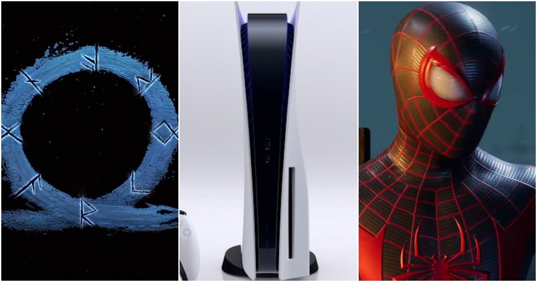 Ragnarok logo, PS5, and Miles Morales.