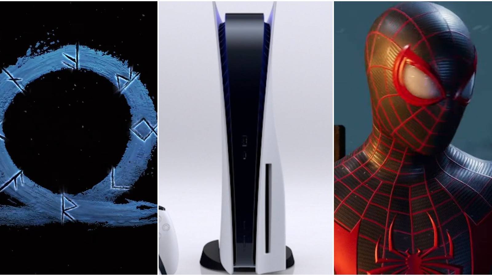 Ragnarok logo, PS5, and Miles Morales.