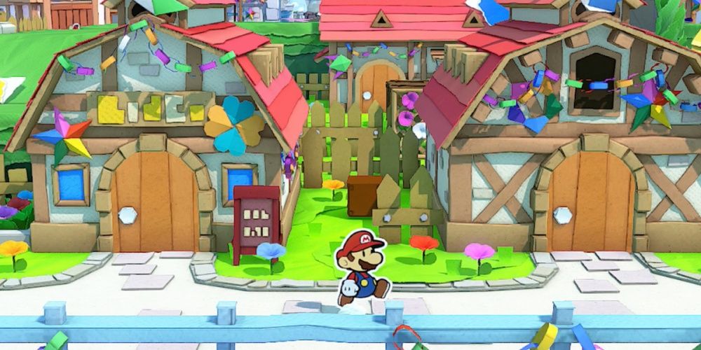 Paper Mario The Origami King Toad Town Mario Strolling