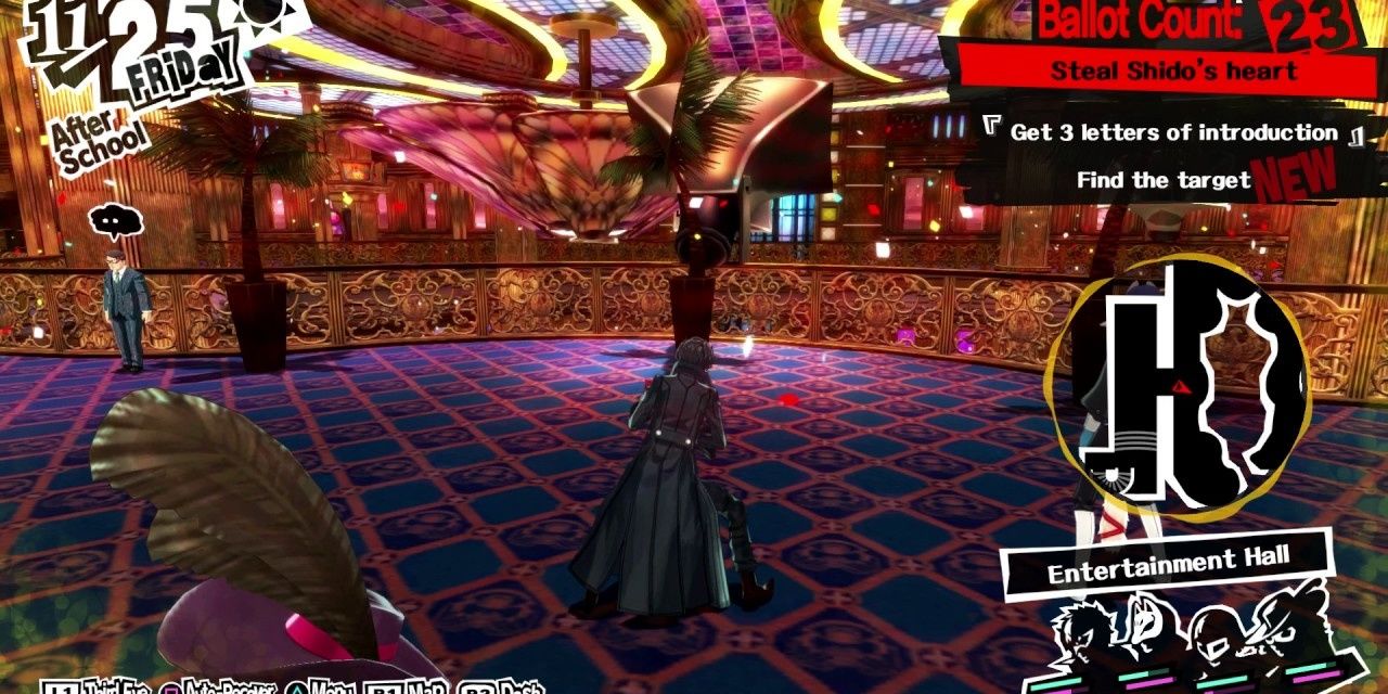 A view of the Entertainment Hall at Shido's Palace in Persona 5