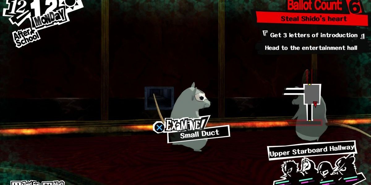 Joker entering an air duct as a mouse in Persona 5