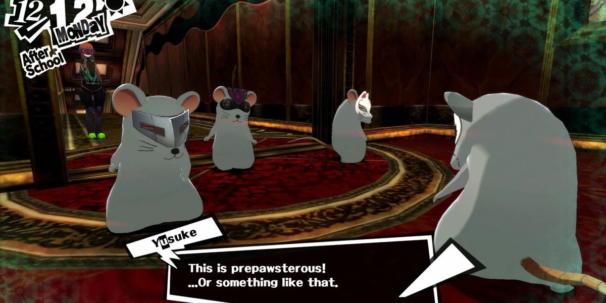 Cutscene showing the Phantom Thieves turning into mice in Persona 5