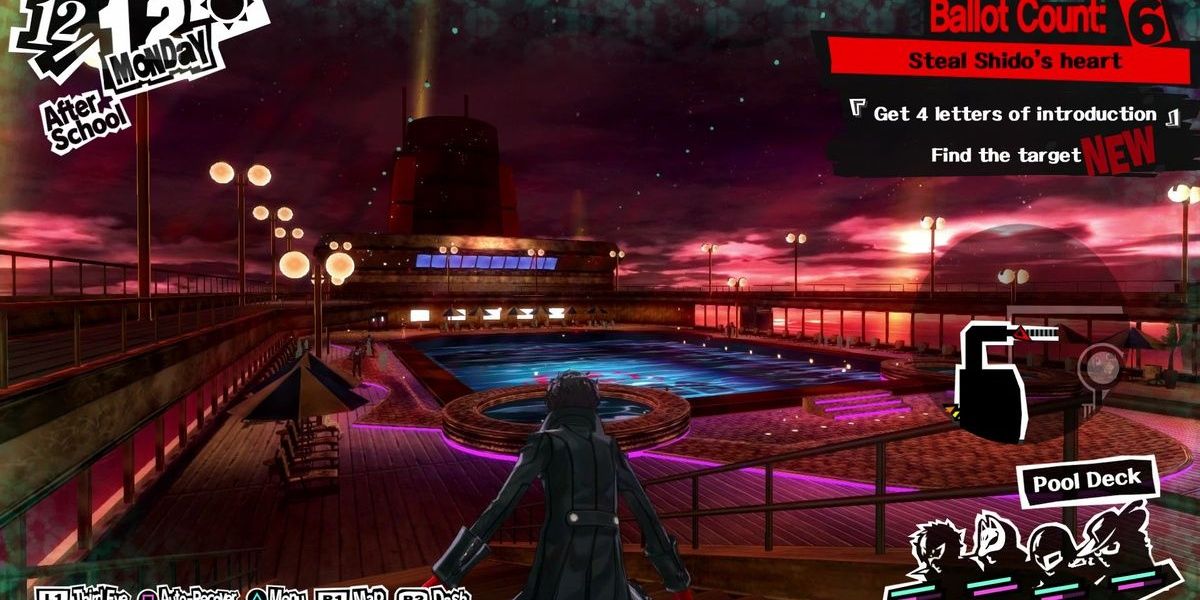 View of the Pool Deck at Shido's Palace in Persona 5