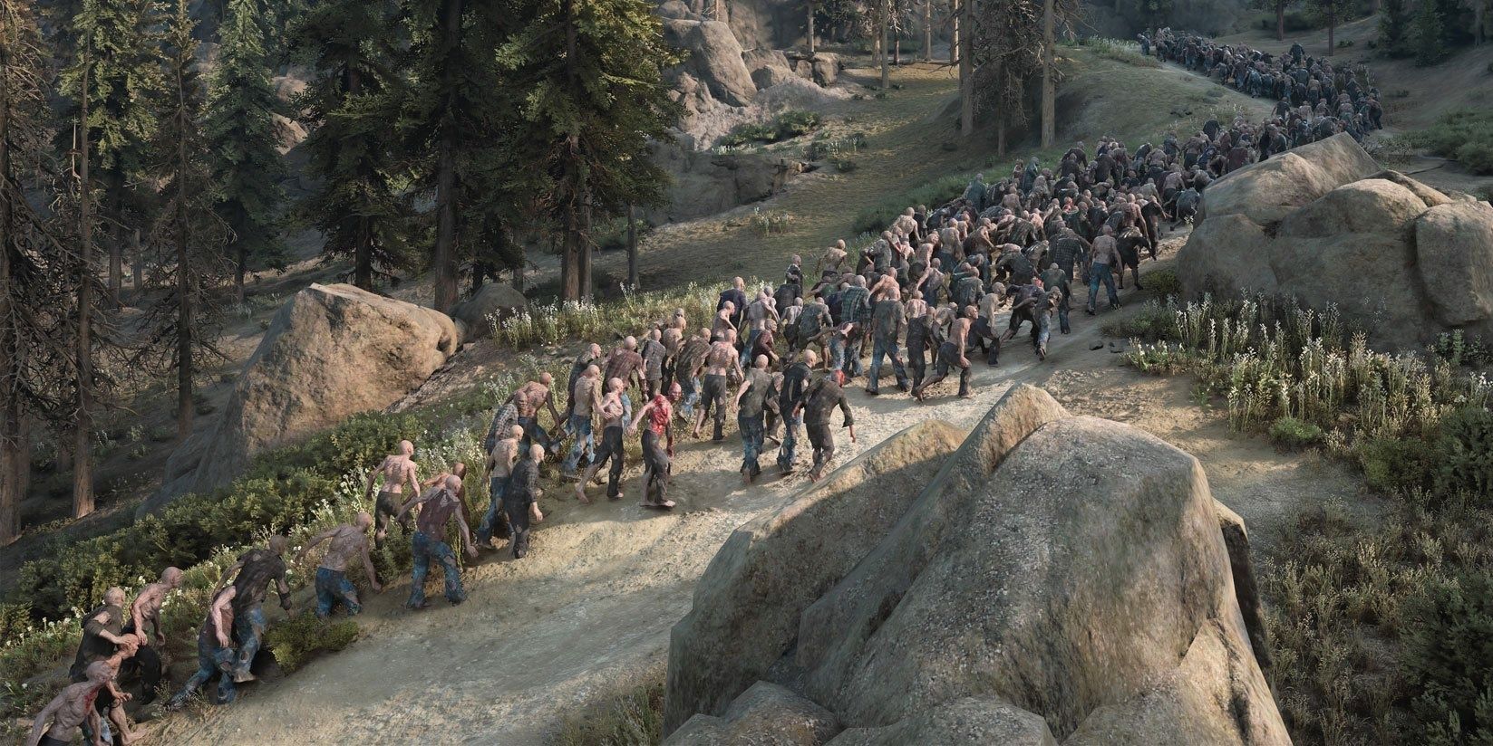 Days Gone Horde of Zombies Walk Up Path