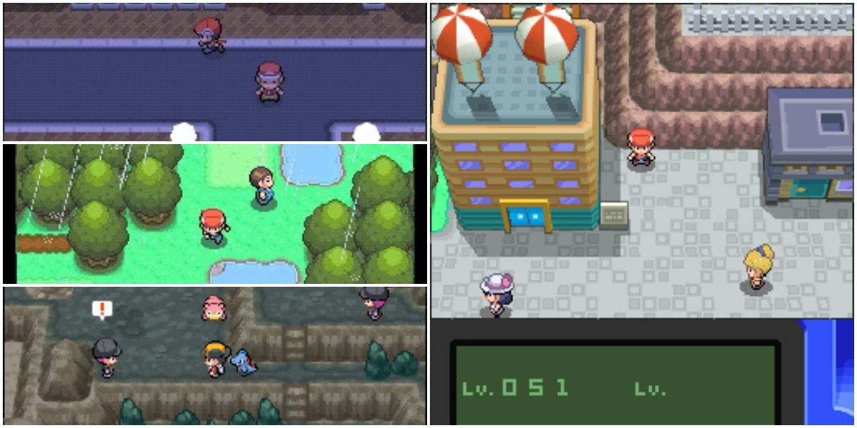 Overworld screenshots of Gen 4 Pokemon games