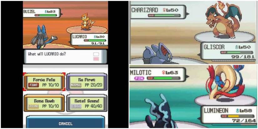 Pokemon Gen 4 battles screenshots