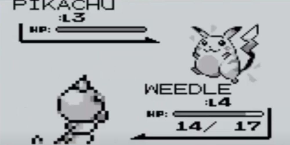 Pokemon Red and Blue wild Pikachu vs Weedle