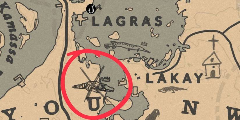 The legendary Bullgator's location in Bayou Nwa