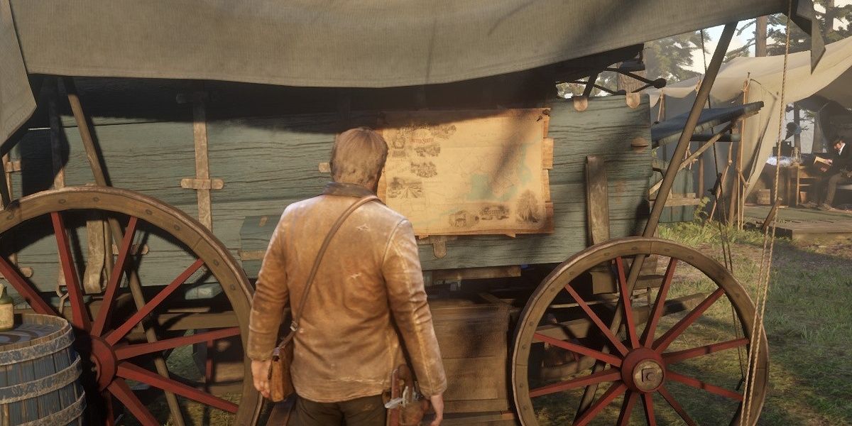 Arthur Morgan at his fast travel post