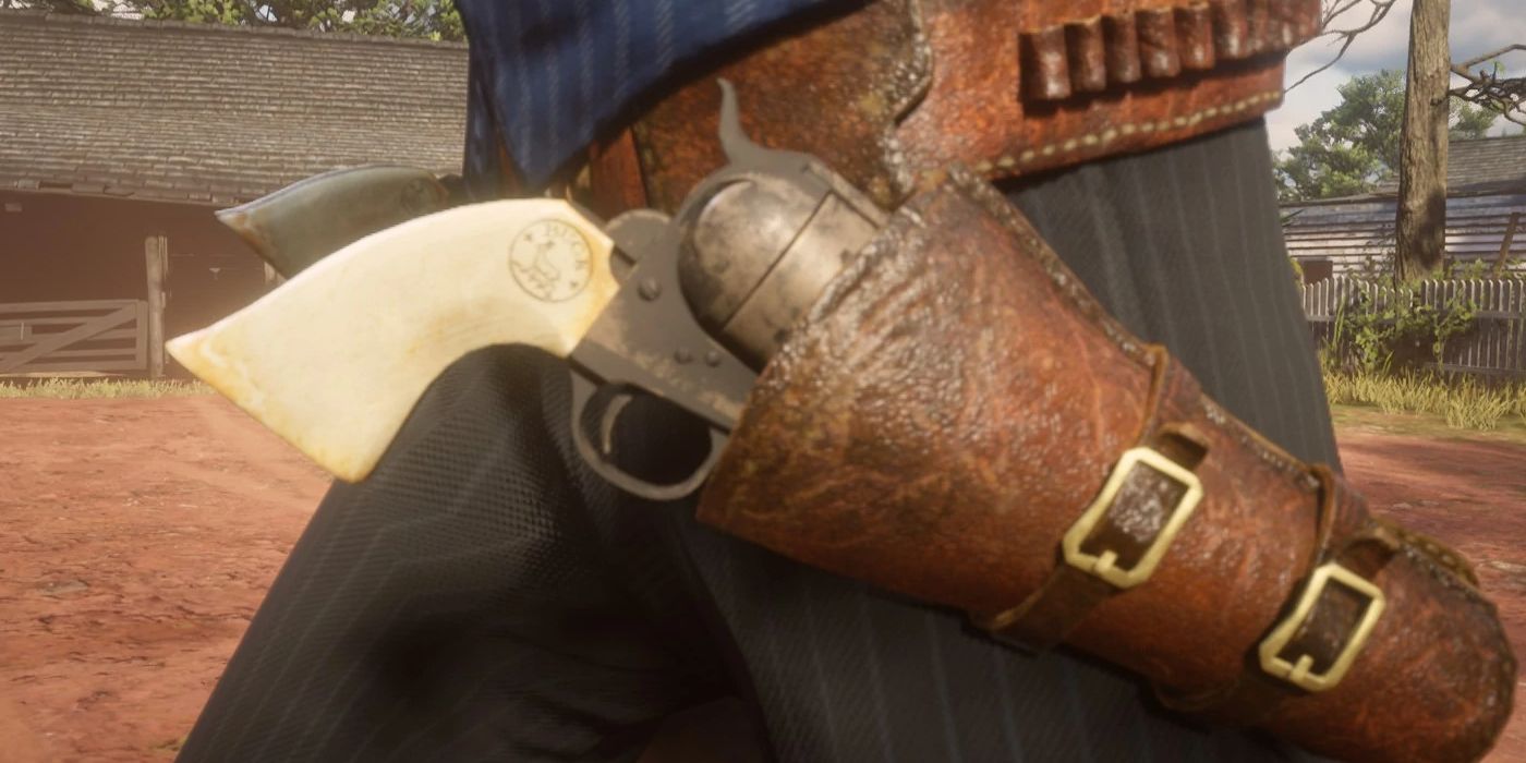 Close up of gun and holster in Red Dead Redemption 2
