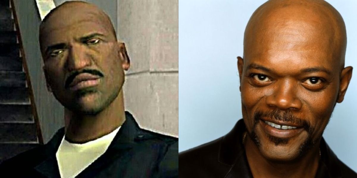 samuel l jackson next to video game character