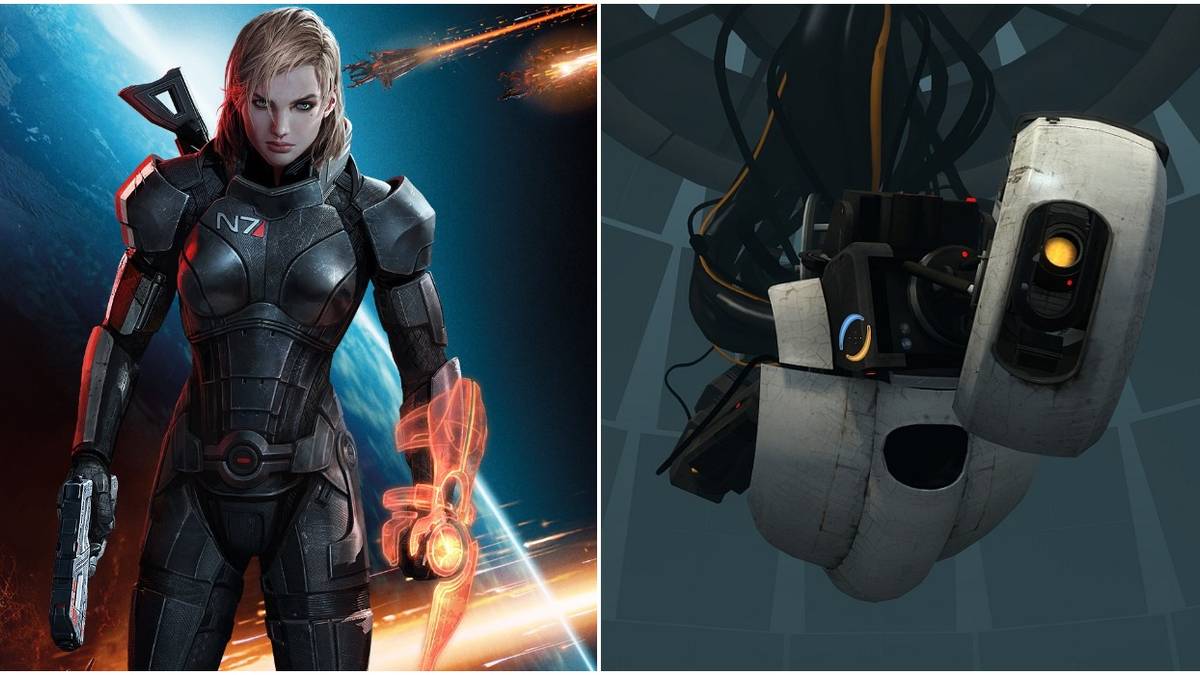 Commander Shepard on the left, GLaDOS on the right.