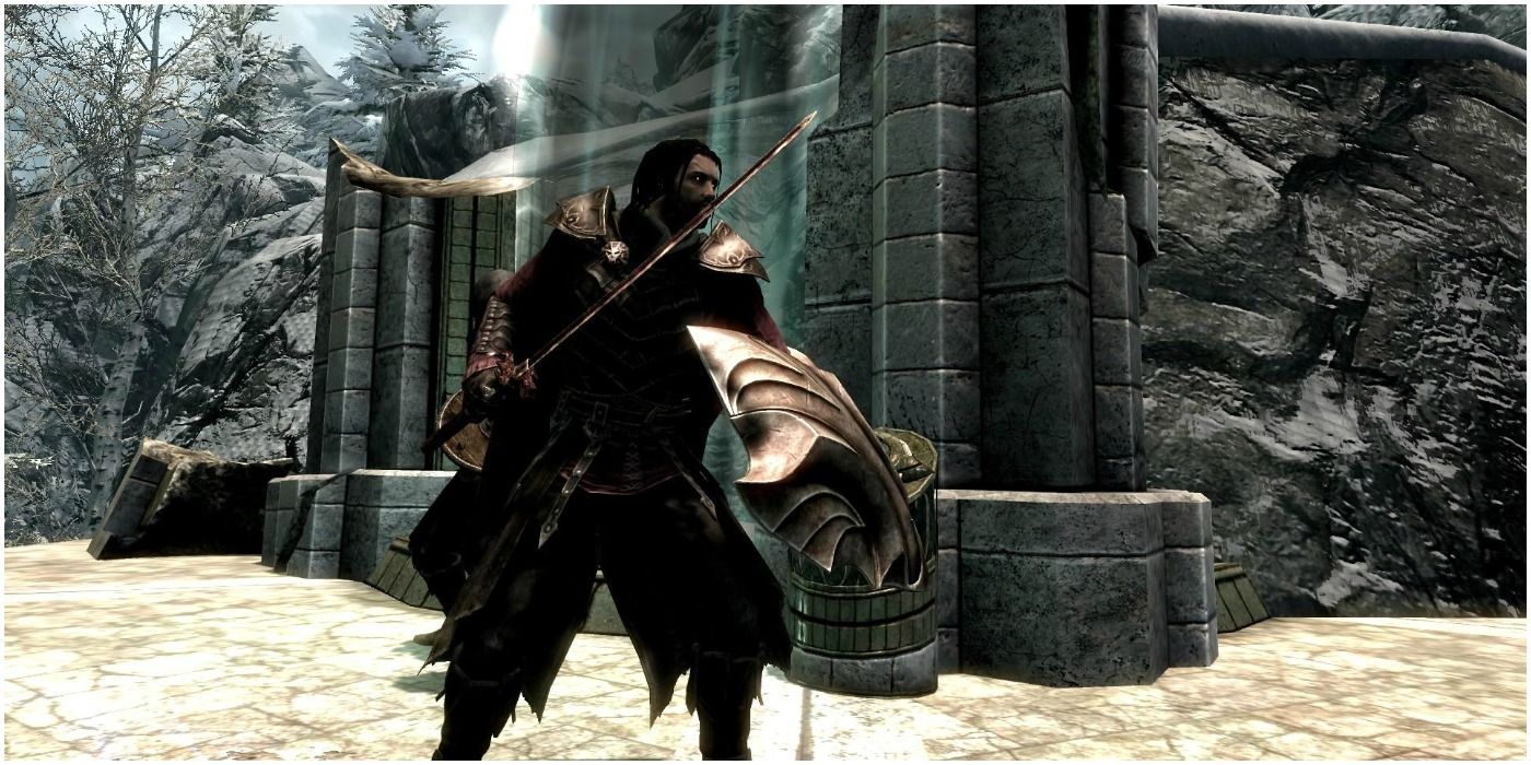 skyrim vampire wielding auriel's shield armor item