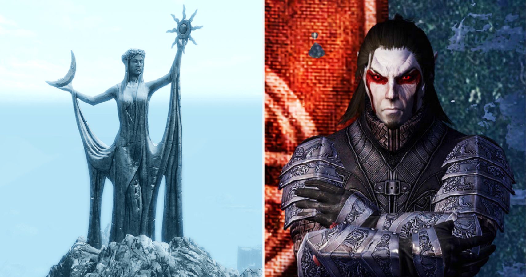 Skyrim Azura's Statue And Dunmer Warrior