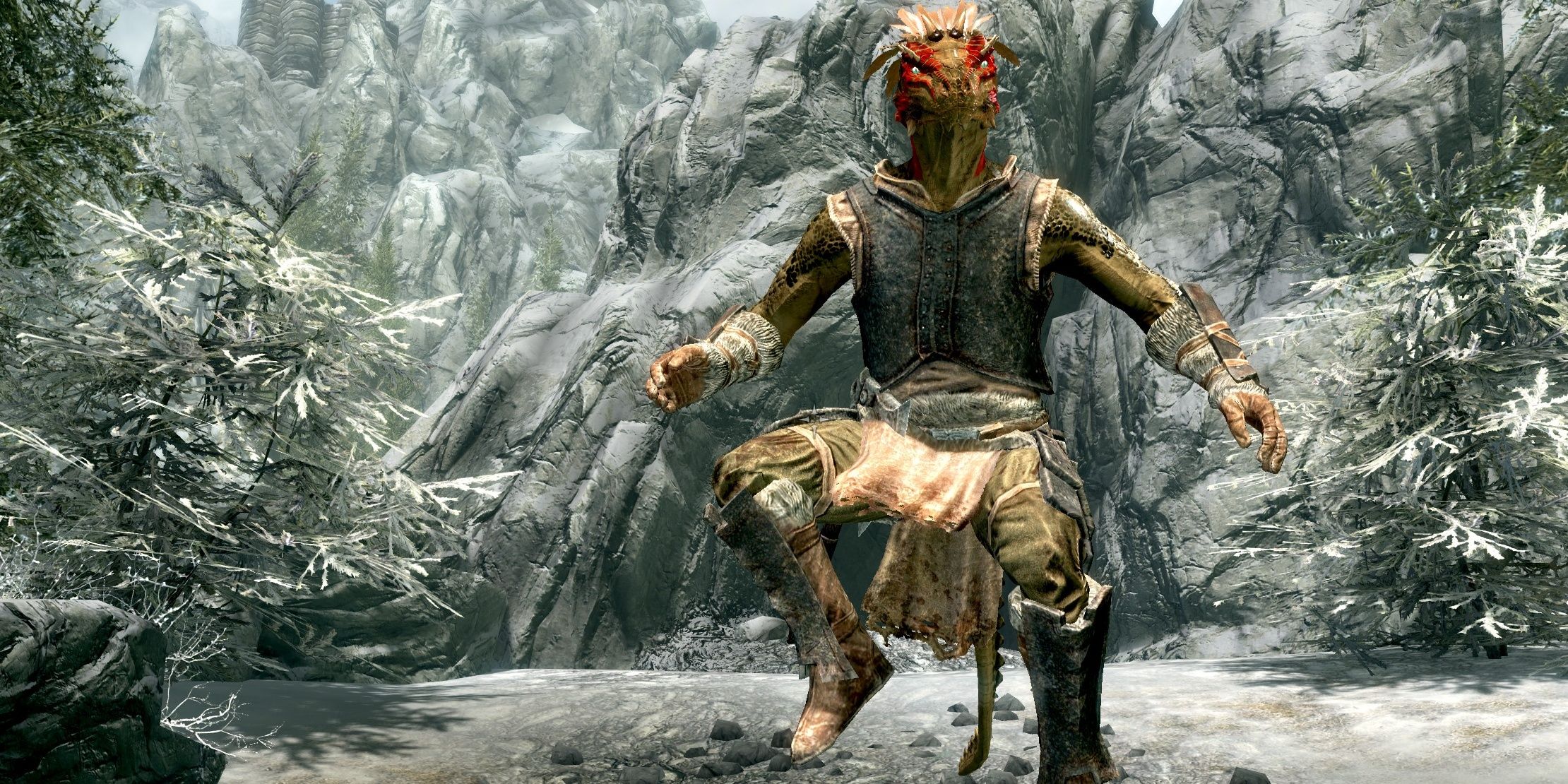 A character jumping in Skyrim