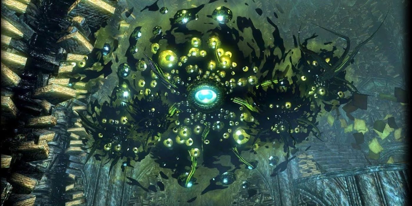 Hermaeus Mora, represented by a mass of eyes and tentacles in Dragonborn Elder Scrolls
