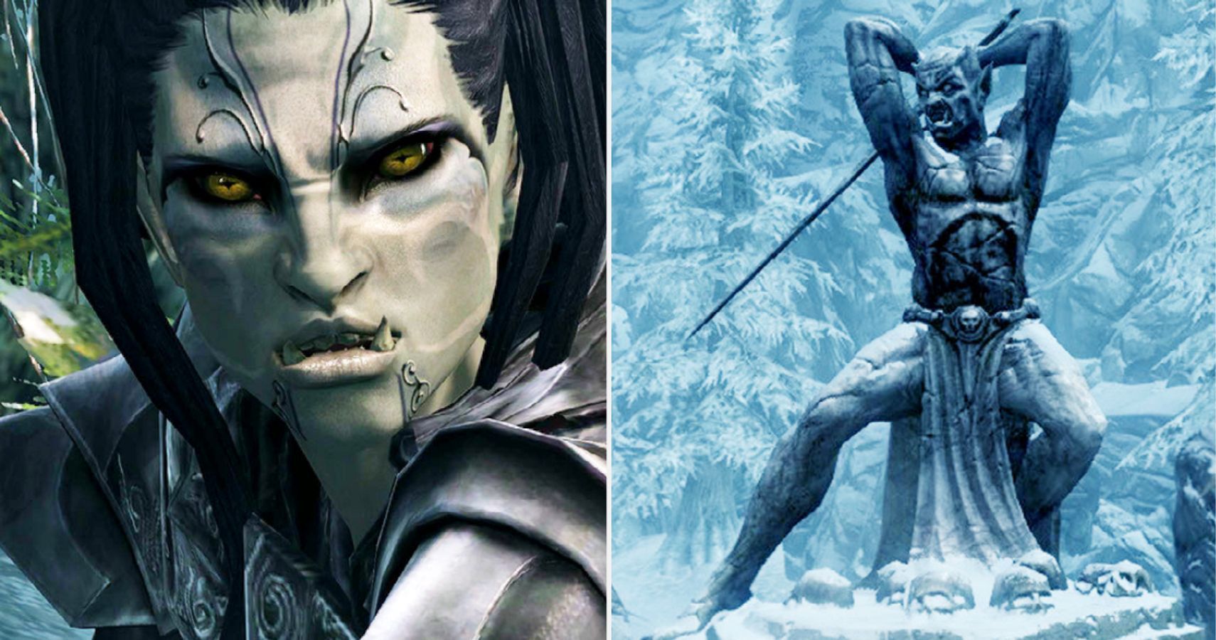 Skyrim Malacath Statue And Orc Character Face