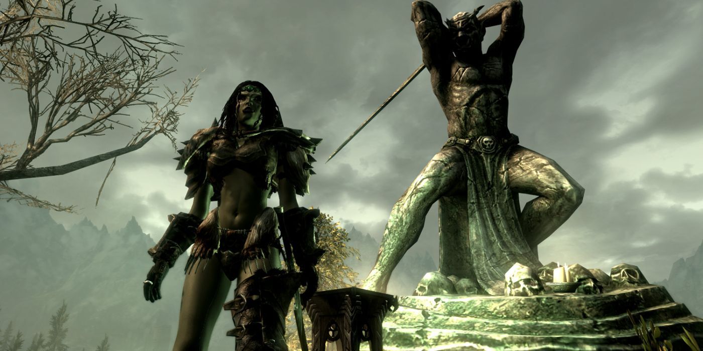 Skyrim Orc Character At Shrine Of Malacath