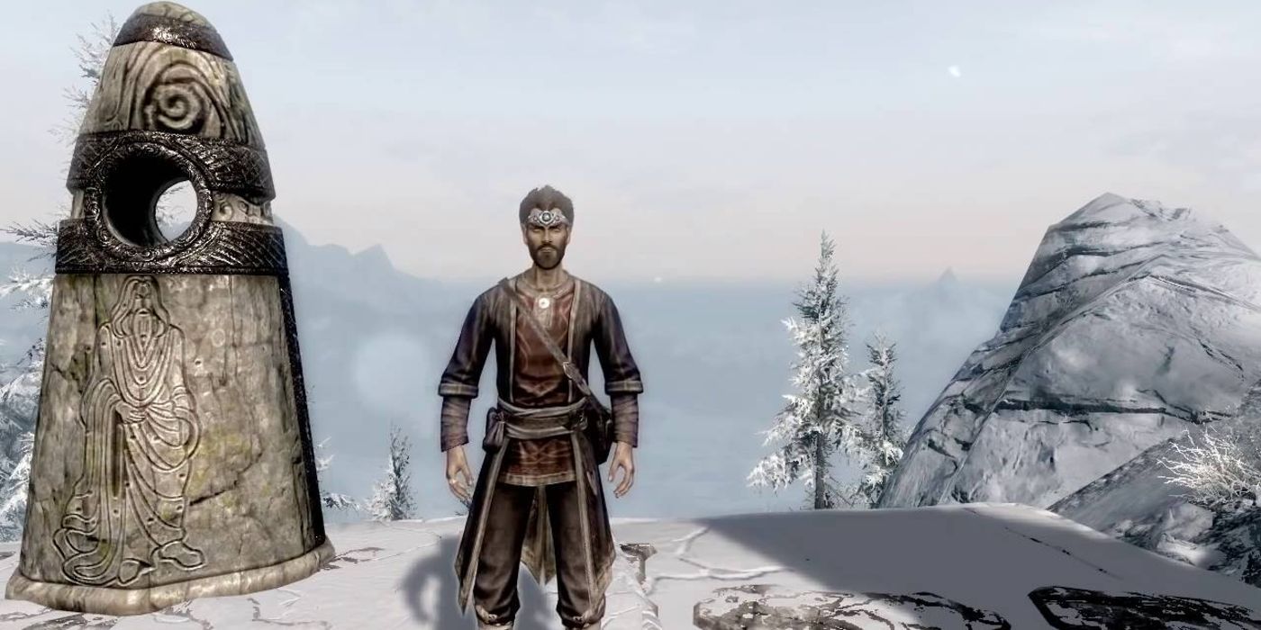 Skyrim Character And Standing Stone