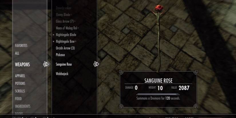 Skyrim Sanguine Rose Staff Stats