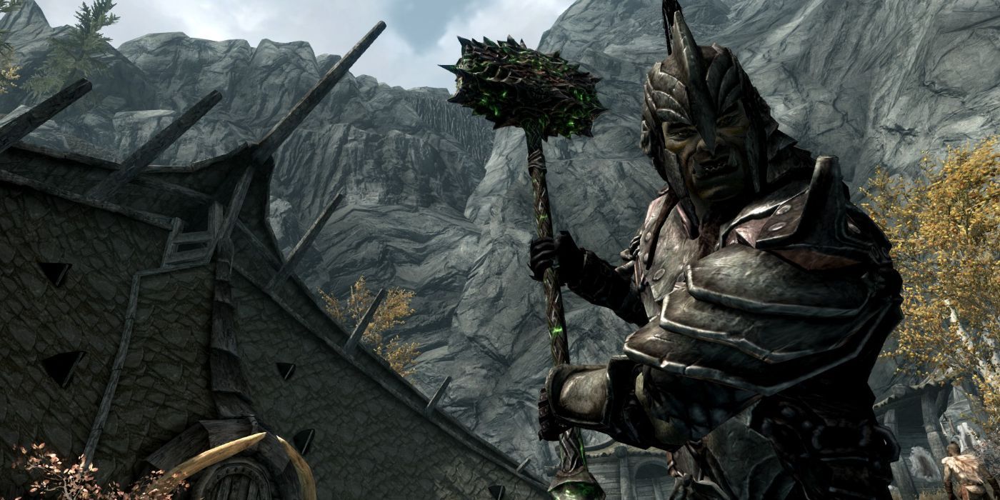 Skyrim Volendrung Held By Orc Warrior