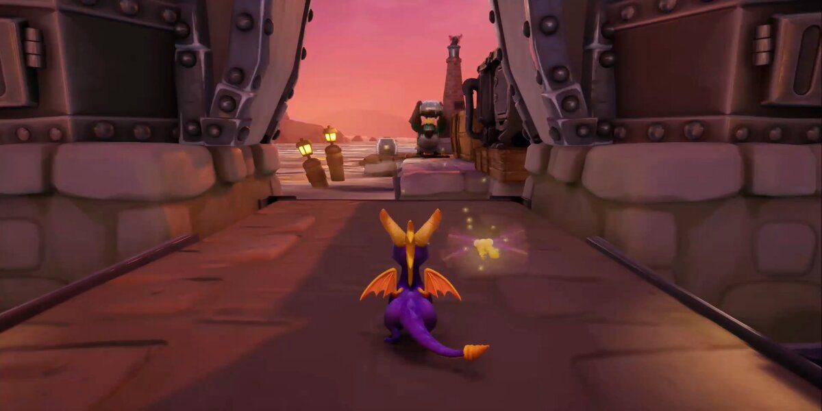 Spyro in the level Gnorc Cove from the Reignited Trilogy