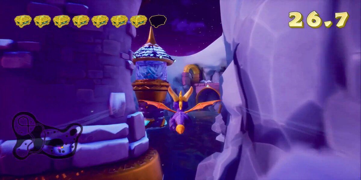 Spyro in the level Icy Flight from the Reignited Trilogy