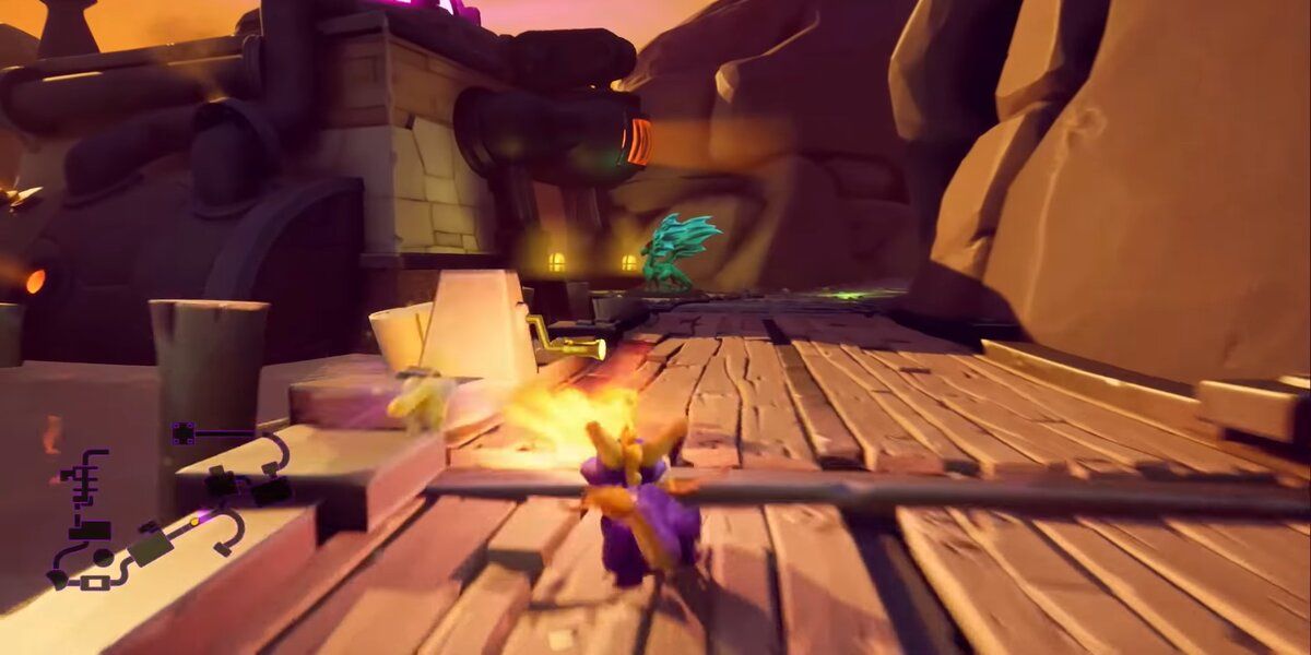 Spyro in the level Twilight Harbor from the Reignited Trilogy