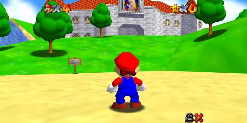 Super Mario 64 Mario Outside Peach's Castle Exploring