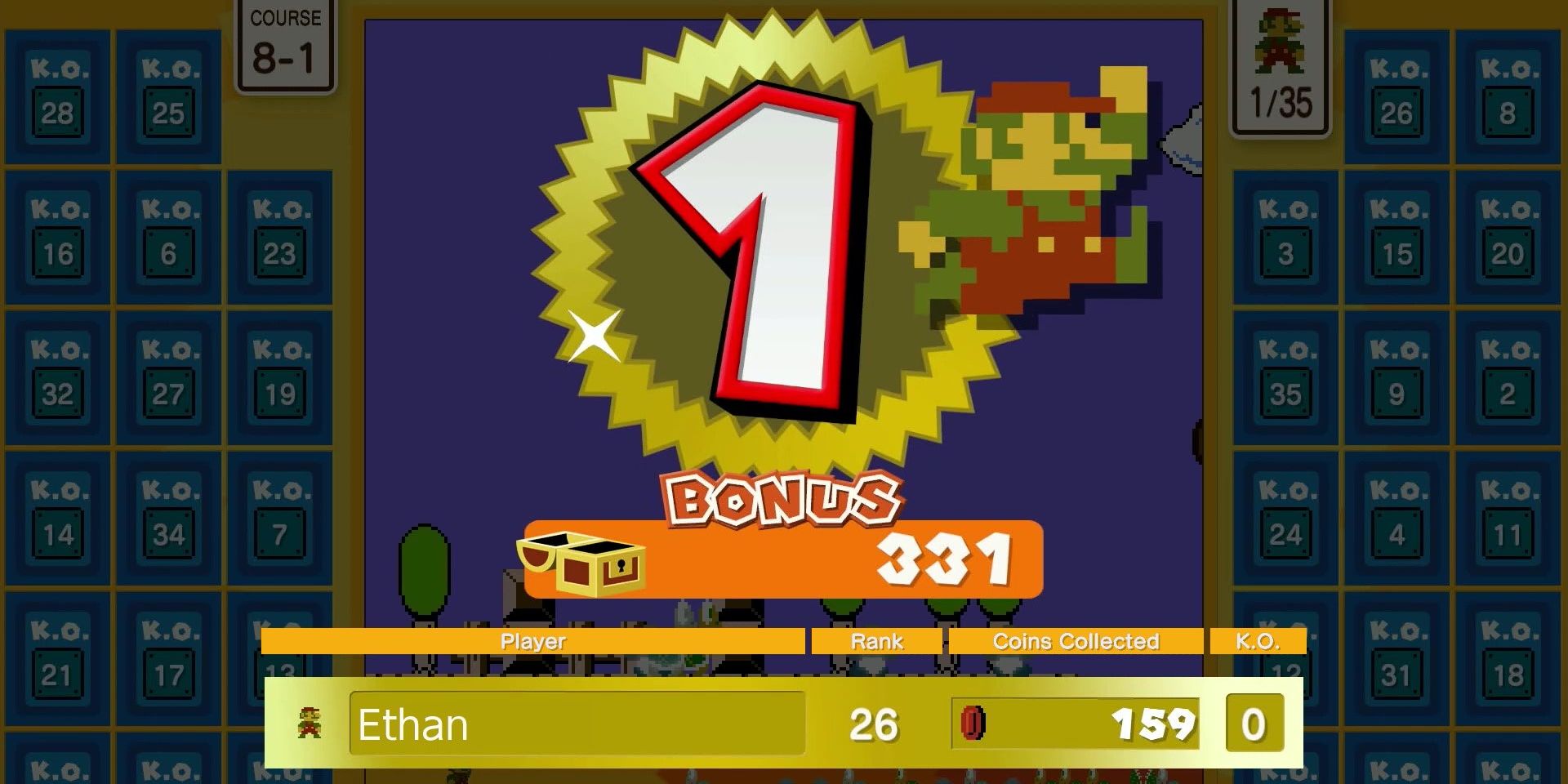 Nintendo Switch Super Mario Bros 35 First Place Bonus Victory Screen