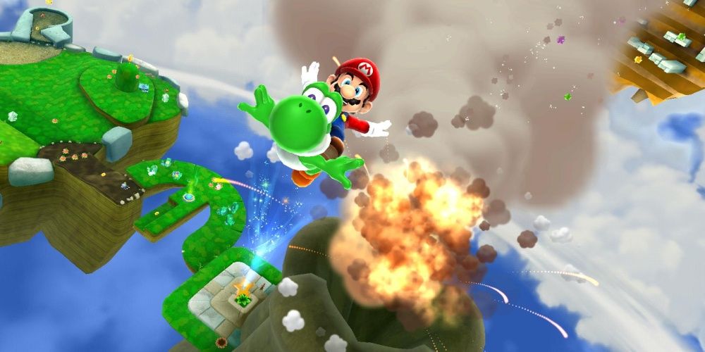 Super Mario Galaxy 2 Mario And Yoshi Escape Explosion