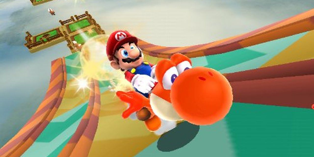 Super Mario Galaxy 2 Mario Riding Orange Yoshi Race