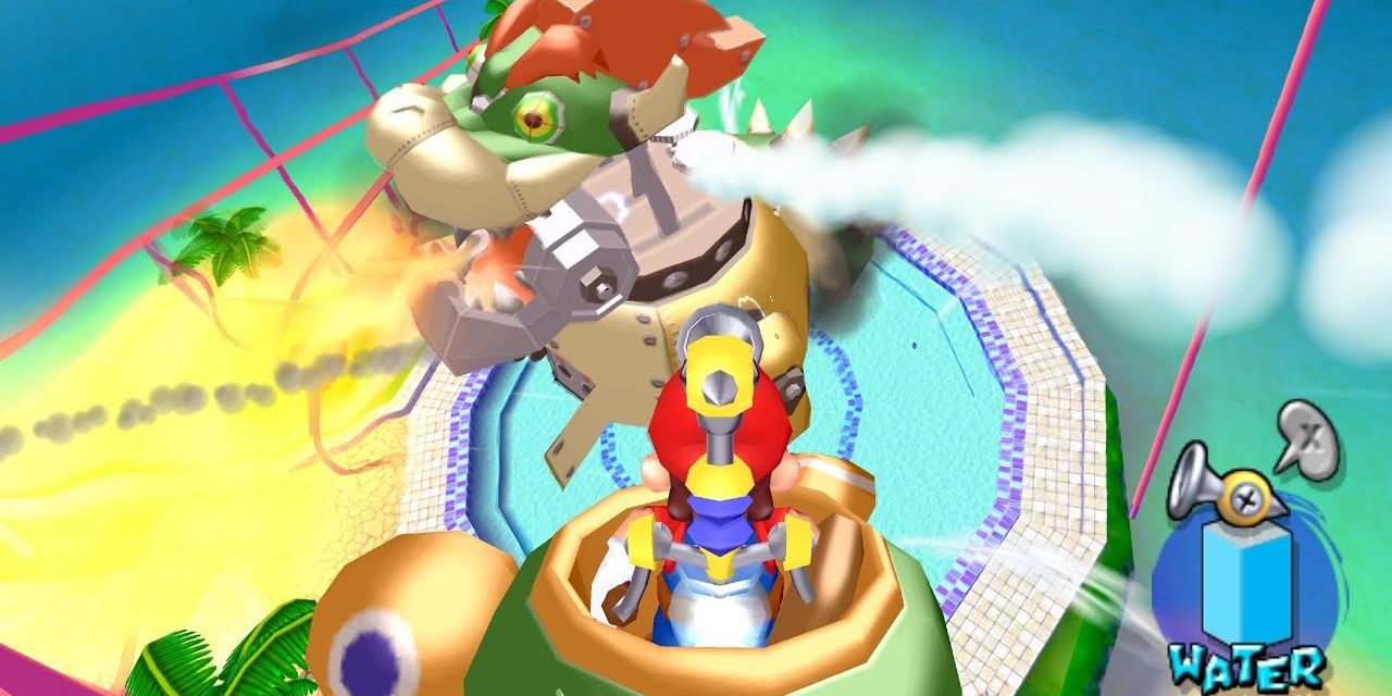 Super Mario Sunshine Bowser Rollercoaster Boss Fight Mario Attack