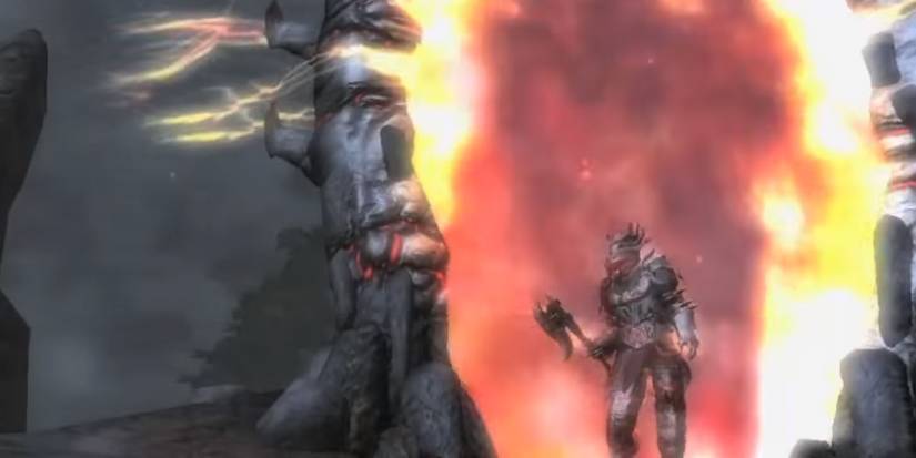 A person coming out of an Oblivion gate