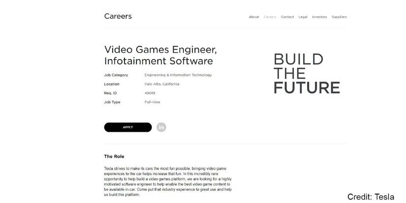 Tesla Developers Gaming Listing