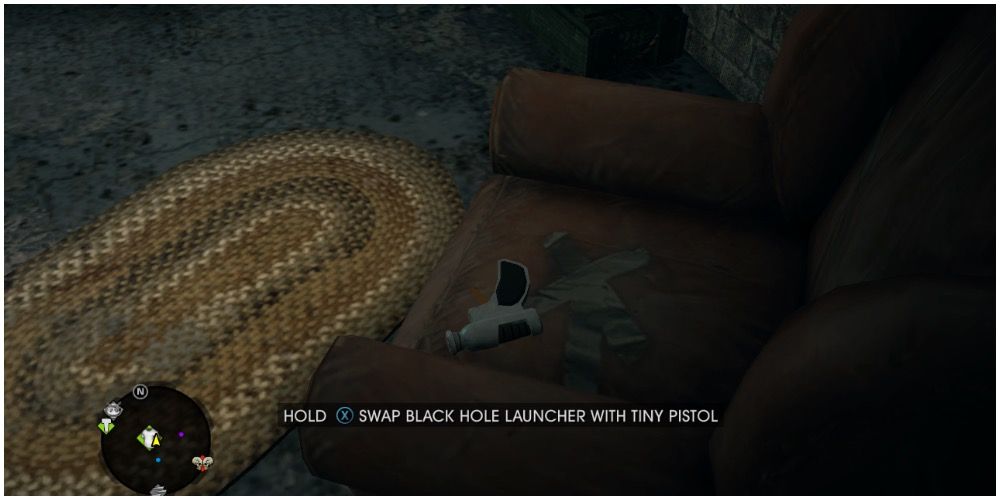The tiny pistol being found on a couch