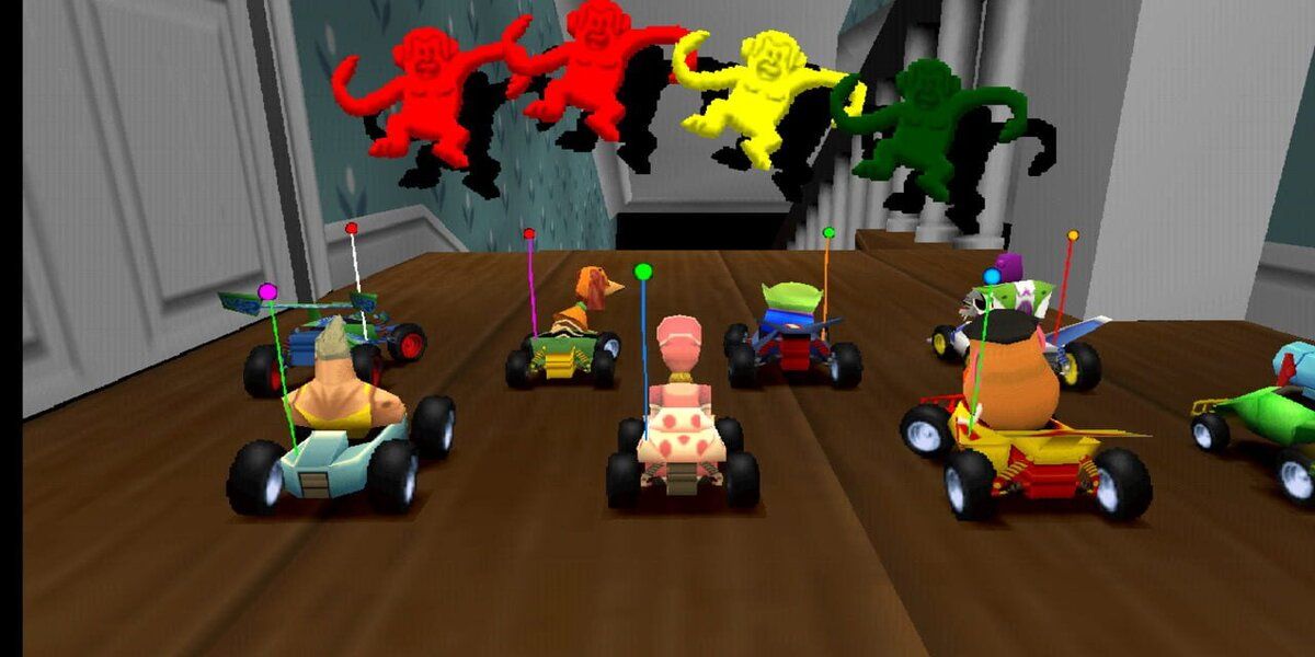 Racers lining up in Toy Story Racer PS1