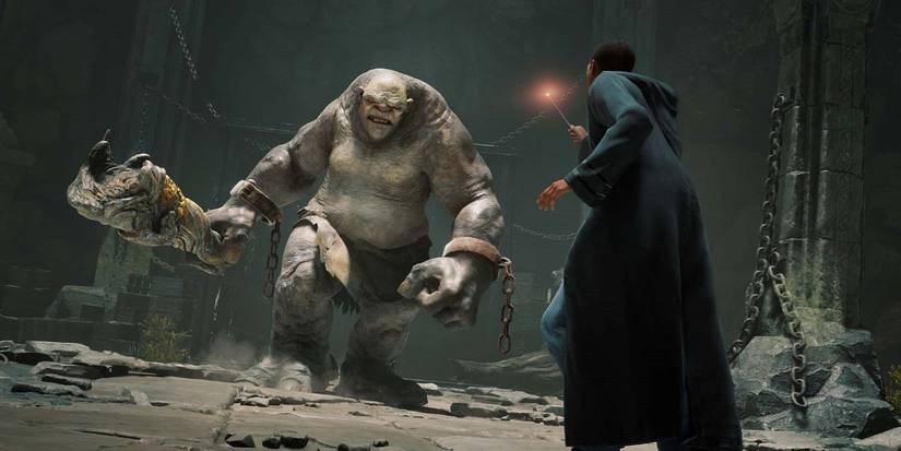 student battling troll hogwarts