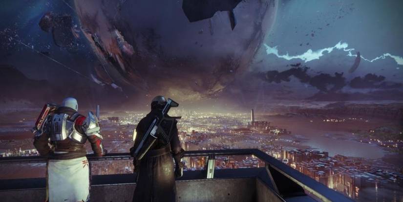 Overview of the last city in Destiny 2 from the Tower. 