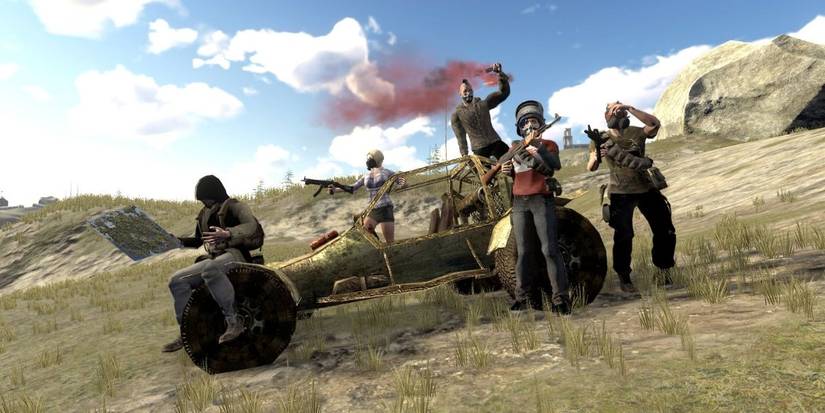 Team gathered around car in Stand Out VR Battle Royale