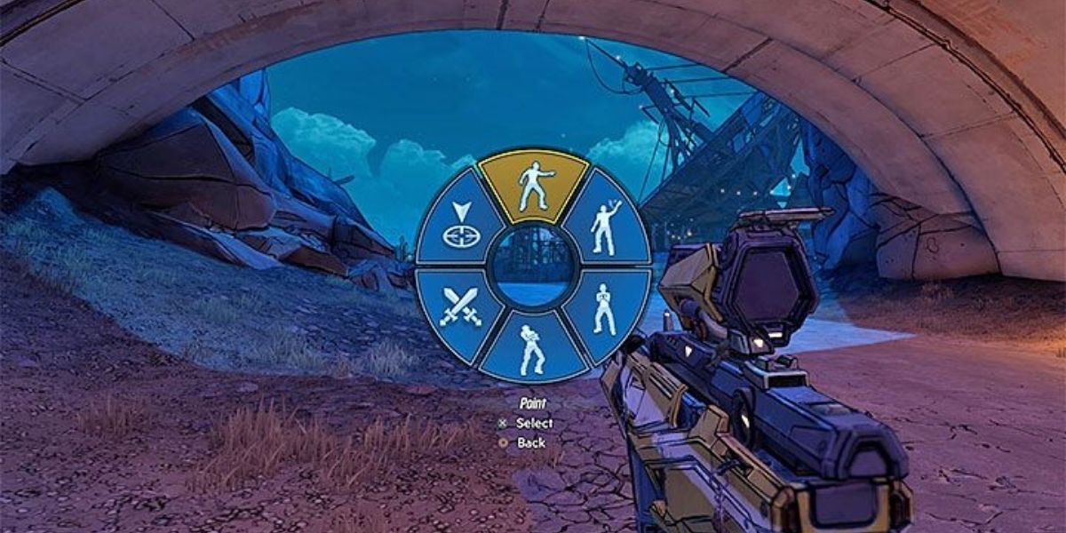 Player using the Emote Wheel in Borderlands 3