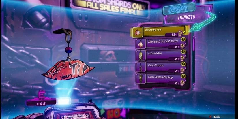 Crazy Earl weapon trinkets in borderlands 3