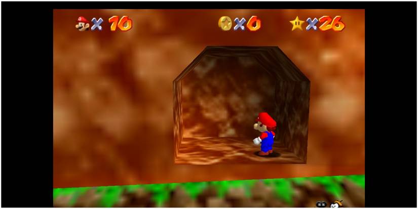 The warp spot on the mountain section of Bob-omb Battlefield