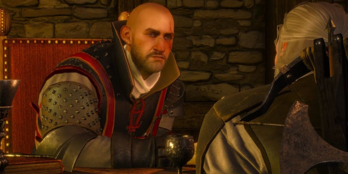Screenshot of Caleb Menge talking to Geralt in Witcher 3