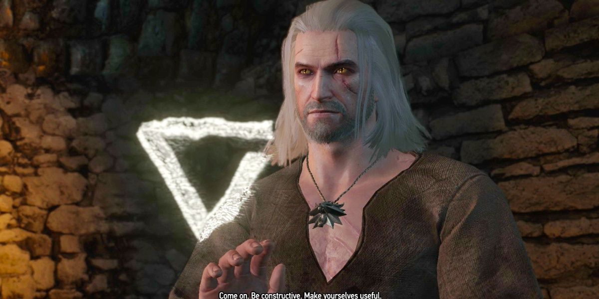 Geralt using Axii during a conversation in The Witcher 3