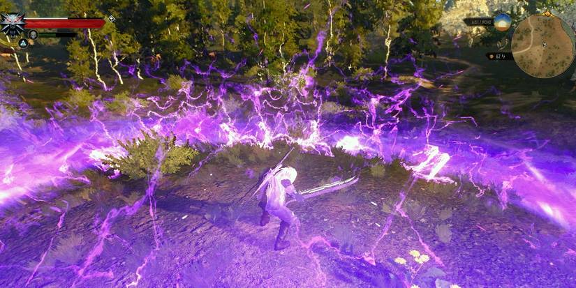 Geralt using Yrden in The Witcher3