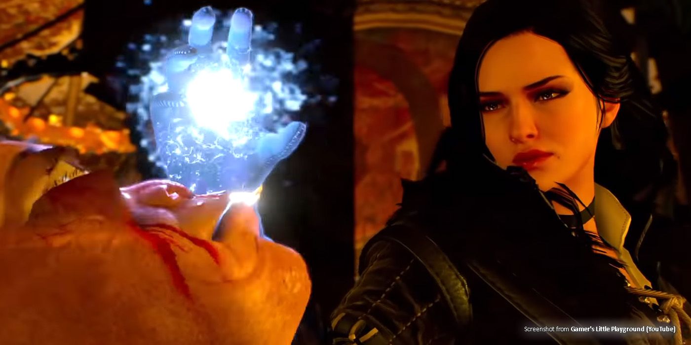 Yennefer using her magic to stabilize a creature