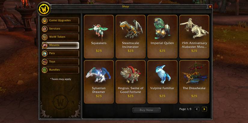 Mount List from World of WarCraft Cash Shop