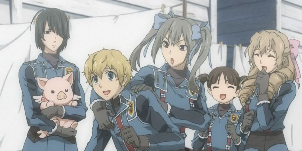 A screenshot from the Valkyria Chronicles anime